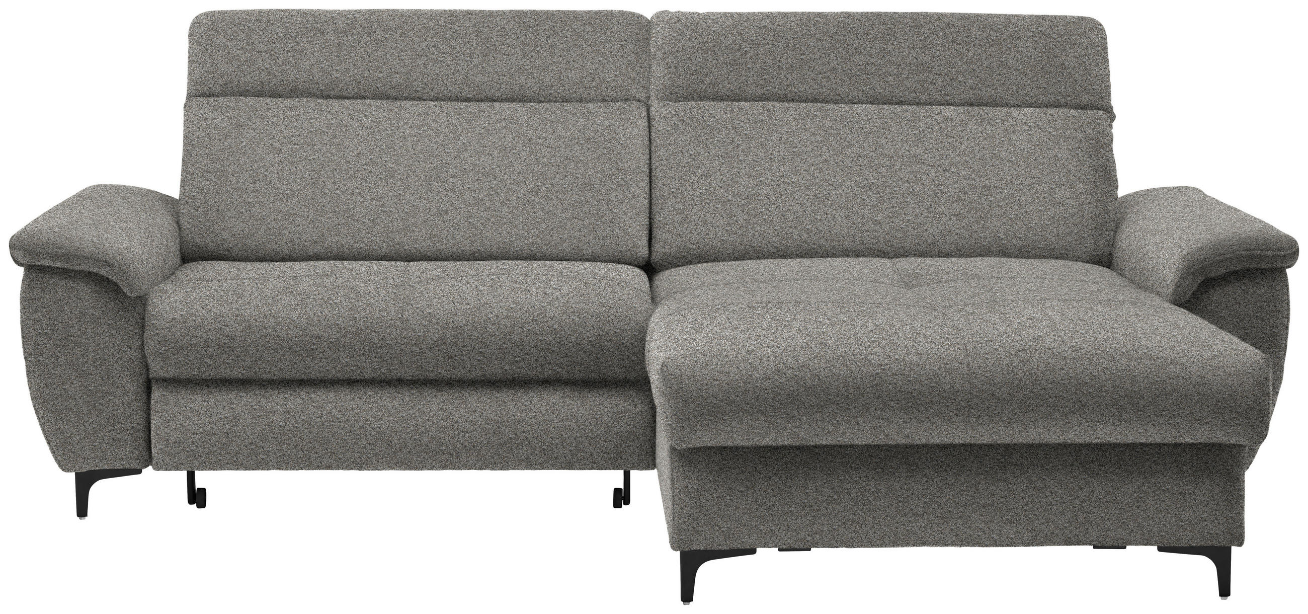 ECKSOFA in Chenille Graubraun  - Graubraun/Schwarz, Design, Textil/Metall (185/256cm) - Stylife