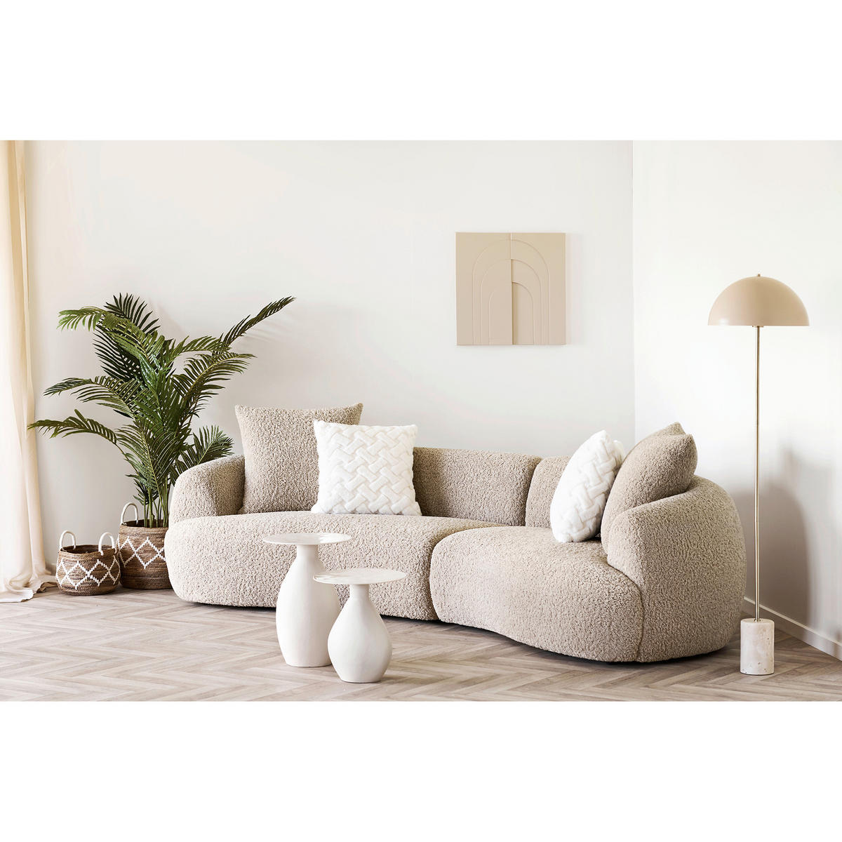 BEISTELLTISCH 36/36/50 cm Calais Creme rund  - Creme, Design, Metall (36/36/50cm) - MID.YOU