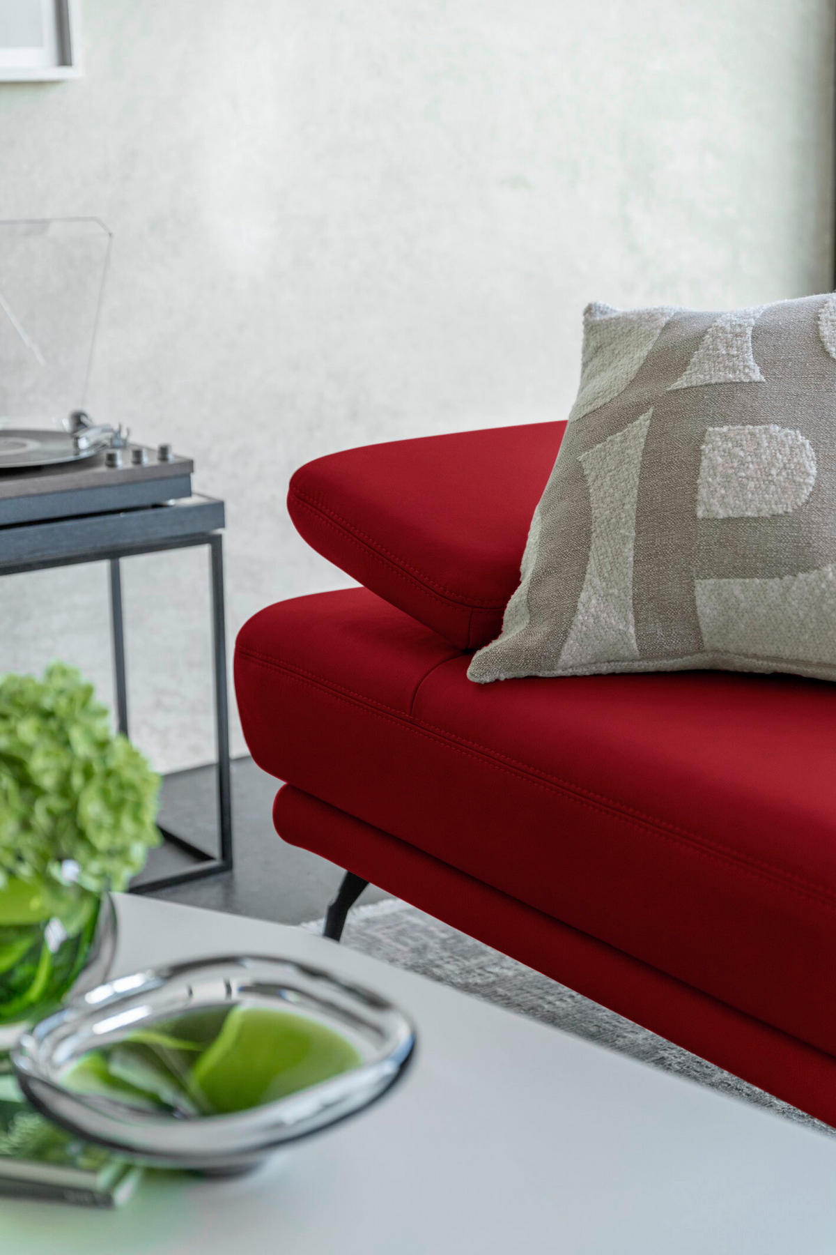 ECKSOFA JOOP! STUDIO in Echtleder Rot  180/301 cm  - Rot/Schwarz, KONVENTIONELL, Leder/Metall (180/301cm) - Joop!