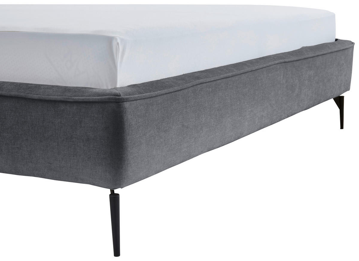 POLSTERBETT 200/200 cm  in Grau  - Schwarz/Grau, MODERN, Textil/Metall (200/200cm) - Livetastic