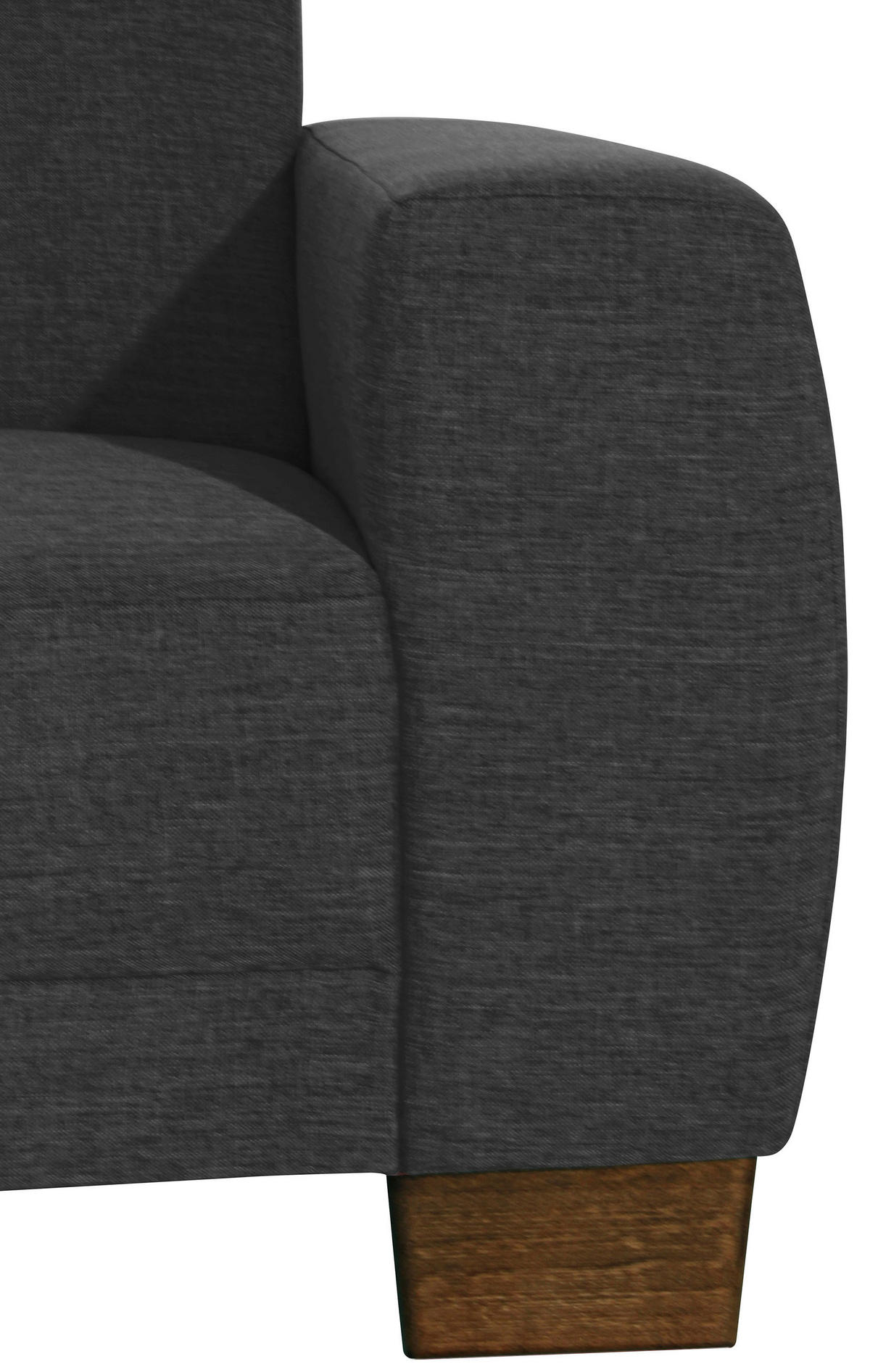 ECKSOFA in Flachgewebe, Leinenoptik Schwarz  - Nussbaumfarben/Schwarz, Modern, Holz/Holzwerkstoff (248/188cm) - Max Winzer