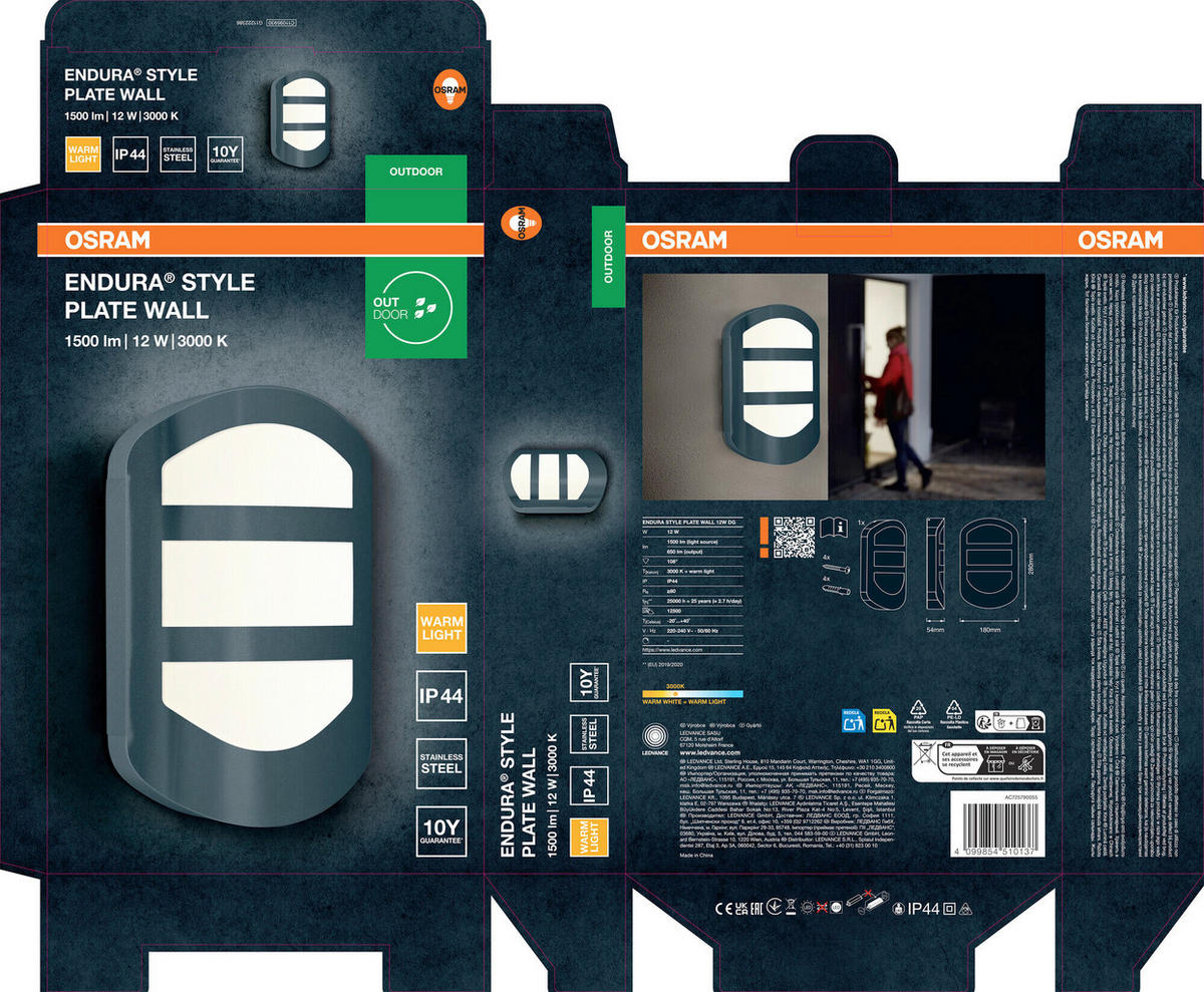 LED-AUßENLEUCHTE 5,4/18/28 cm   - Dunkelgrau, Basics, Kunststoff/Metall (5,4/18/28cm) - Osram