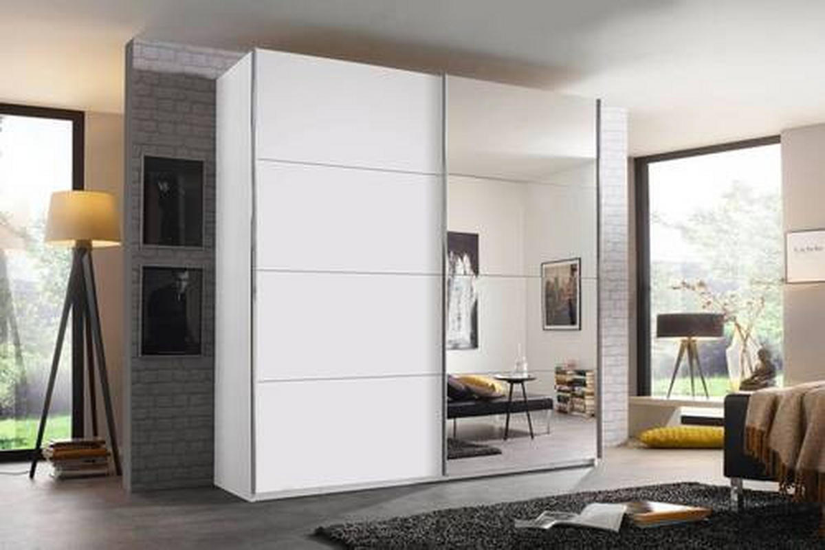 SCHWEBETÜRENSCHRANK in Weiss  - Chromfarben/Weiss, Design, Glas/Holzwerkstoff (226/236/68cm) - Xora