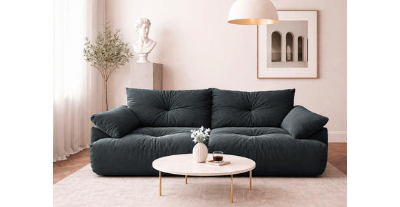 BIGSOFA Webstoff Dunkelgrau  - Dunkelgrau/Schwarz, KONVENTIONELL, Kunststoff/Textil (243/90,5/130cm) - Ambia Home