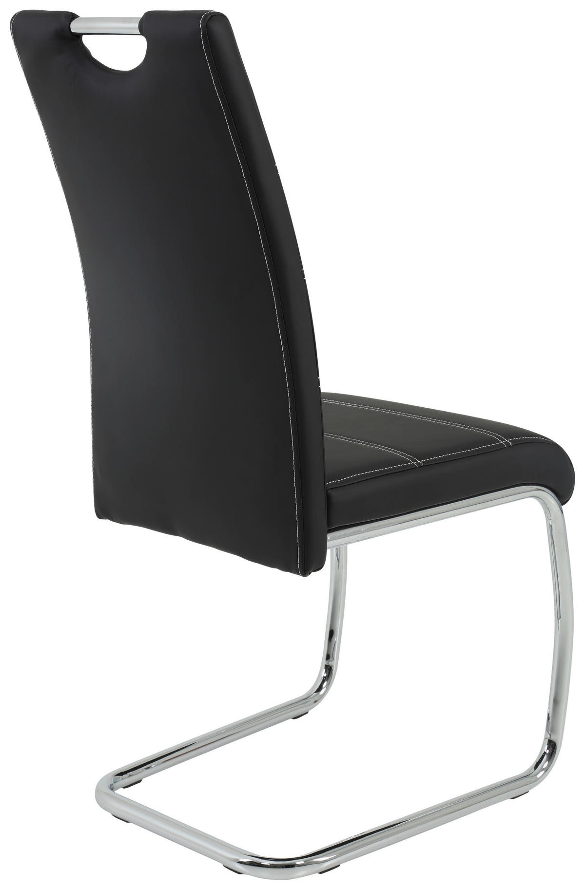 SCHWINGSTUHL  in Lederlook  - Chromfarben/Schwarz, Design, Textil/Metall (43/98/59cm) - Carryhome