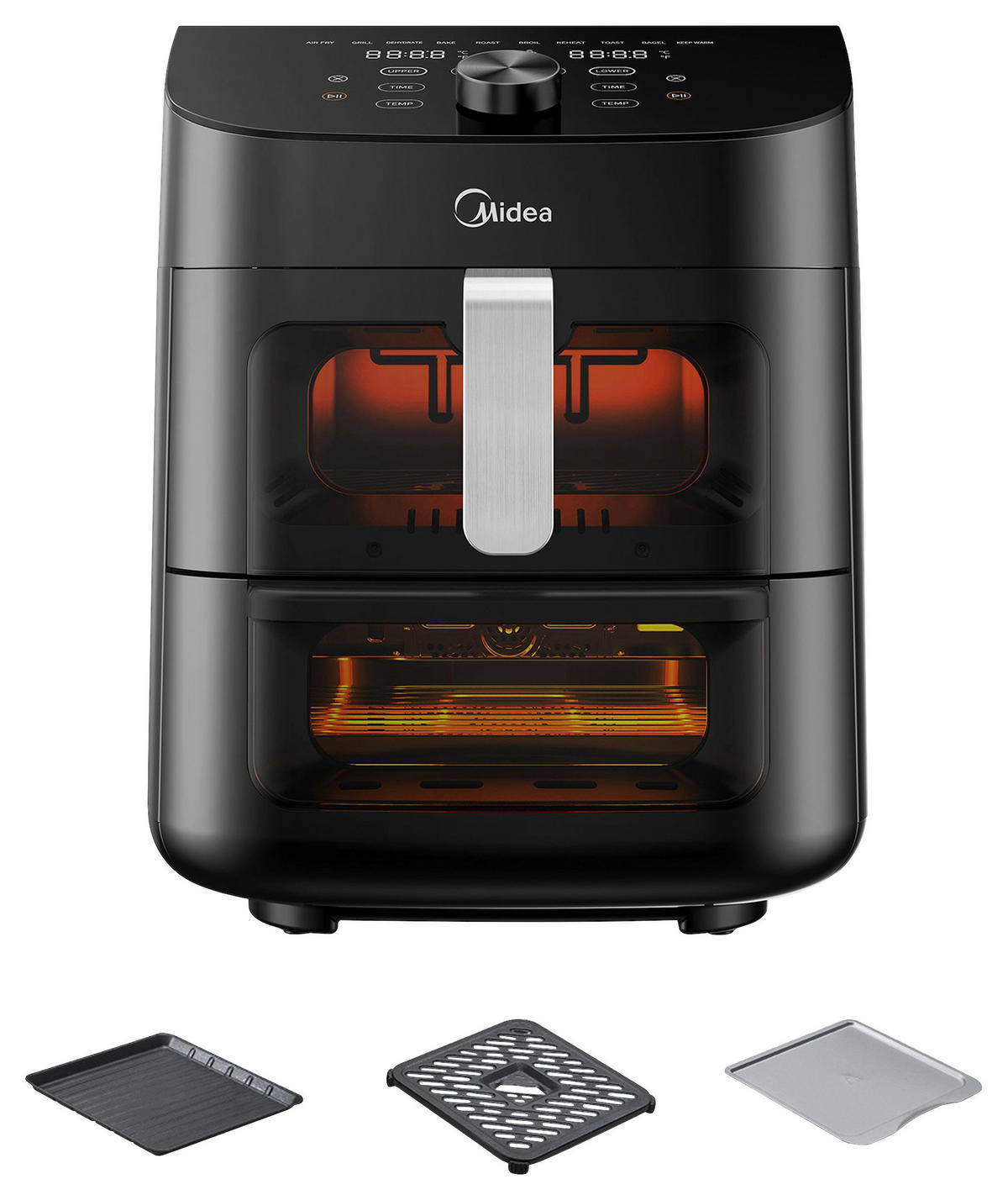 HEIßLUFTFRITTEUSE Airfryer MAD1100DADK 6,4 + 4,4 L  - Silberfarben/Schwarz, Basics, Kunststoff/Metall (42,5/40,5/32,5cm) - Midea