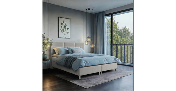 BOXBETT 180/200 cm  in Grau  - Chromfarben/Grau, KONVENTIONELL, Textil/Metall (180/200cm) - Carryhome