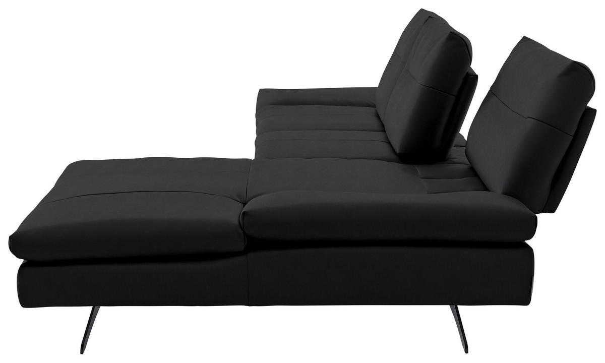 ECKSOFA in Echtleder Mokka  - Schwarz/Mokka, Modern, Leder/Metall (342/158cm) - Chilliano