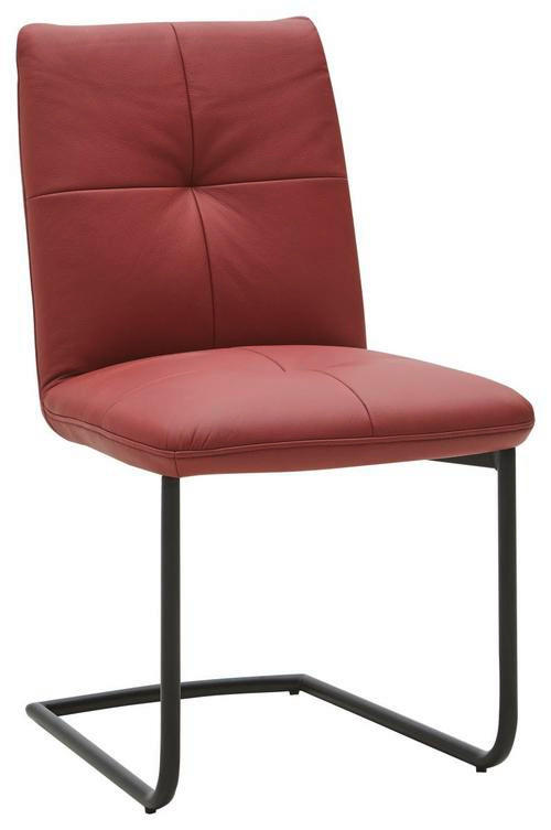 SCHWINGSTUHL  in Stahl Echtleder pigmentiert  - Rot/Schwarz, Design, Leder/Metall (50/87/59cm) - Dieter Knoll
