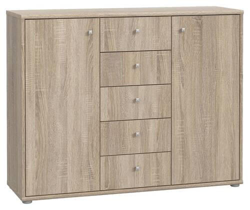 KOMMODE 108,8/85,5/34,8 cm  in Sonoma Eiche  - Alufarben/Sonoma Eiche, Design, Holzwerkstoff/Kunststoff (108,8/85,5/34,8cm)