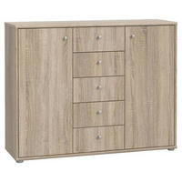 KOMMODE 108,8/85,5/34,8 cm  in Sonoma Eiche  - Alufarben/Sonoma Eiche, Design, Holzwerkstoff/Kunststoff (108,8/85,5/34,8cm)