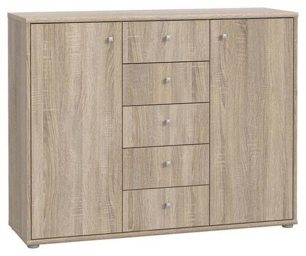 KOMMODE 108,8/85,5/34,8 cm  in Sonoma Eiche  - Alufarben/Sonoma Eiche, Design, Holzwerkstoff/Kunststoff (108,8/85,5/34,8cm)