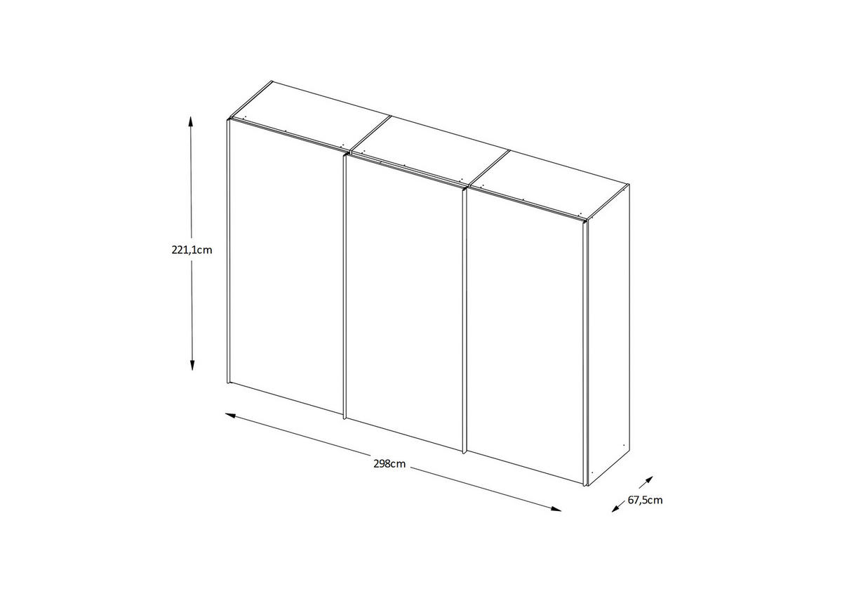SCHWEBETÜRENSCHRANK in Eiche Artisan  - Alufarben/Eiche Artisan, Holzwerkstoff/Metall (298/222/68cm) - Moderano