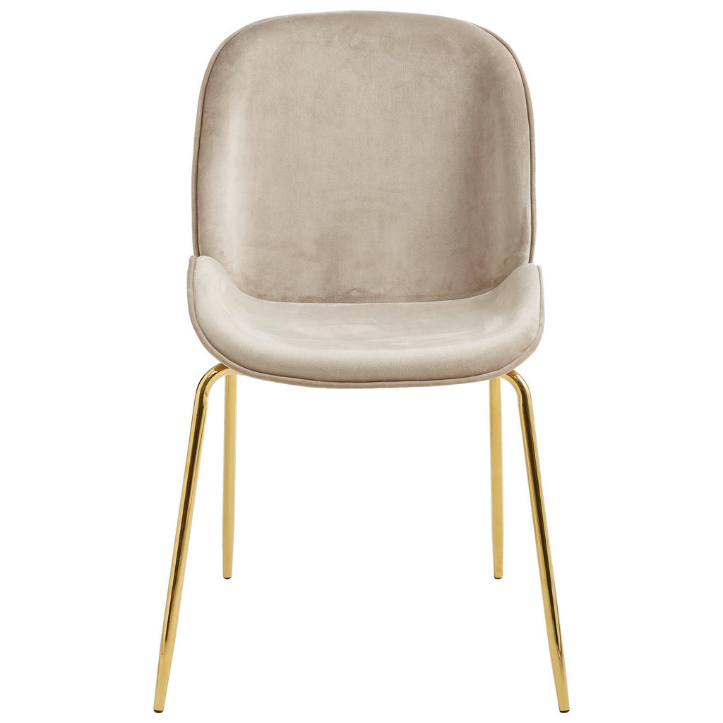 Thumbnail - Livetastic Stuhl, Taupe, Gold, Textil, Metall, Rundrohr, 46x86x60 cm, Esszimmer, Stühle, Esszimmerstühle, Vierfußstühle