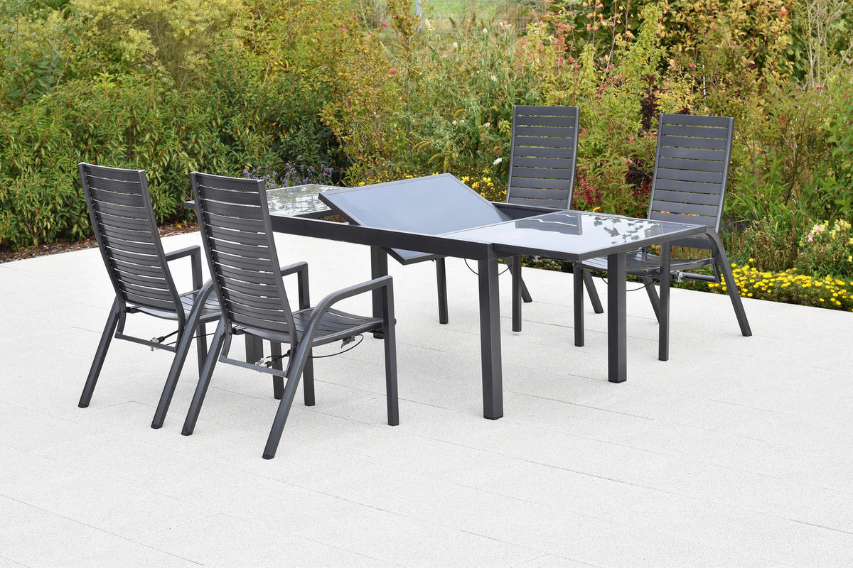 GARTENTISCHGRUPPE Aluminium  - Graphitfarben, KONVENTIONELL, Metall - Gardenson