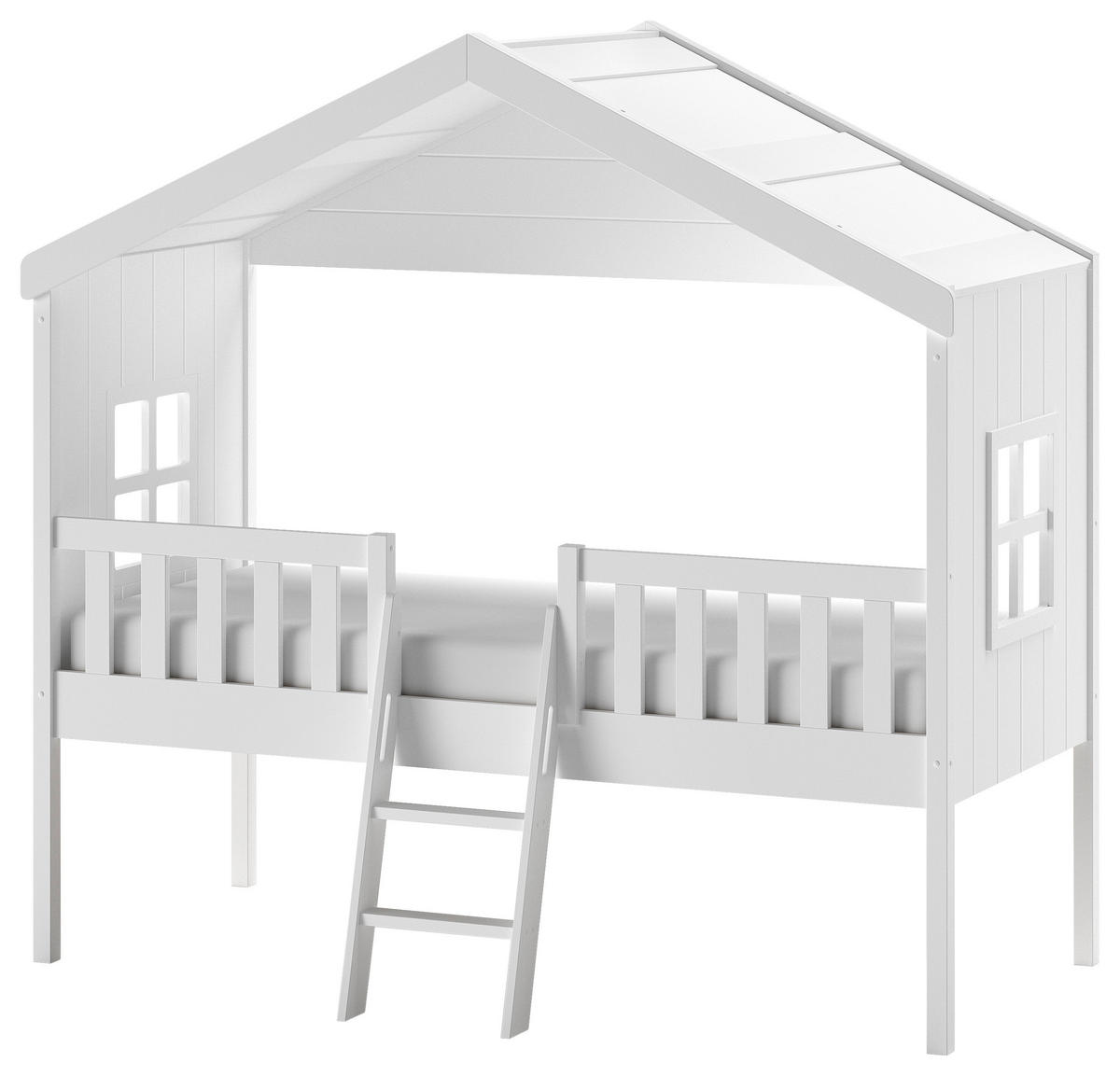 HAUSBETT Absturzsicherung, Leiter, Rollrost 90/200 cm  - Weiß, Natur, Holz (90/200cm) - MID.YOU