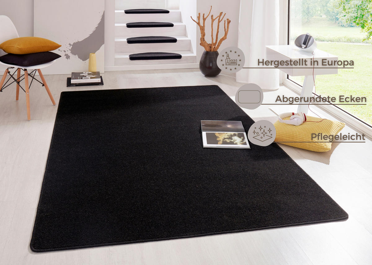 FLACHWEBETEPPICH 100/150 cm Fancy Schwarz  - Schwarz, Basics, Kunststoff (100/150cm)