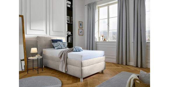 POLSTERBETT Matratze, Lattenrost Beige 120/200 cm  - Beige/Silberfarben, KONVENTIONELL, Holz/Textil (120/200cm) - Esposa