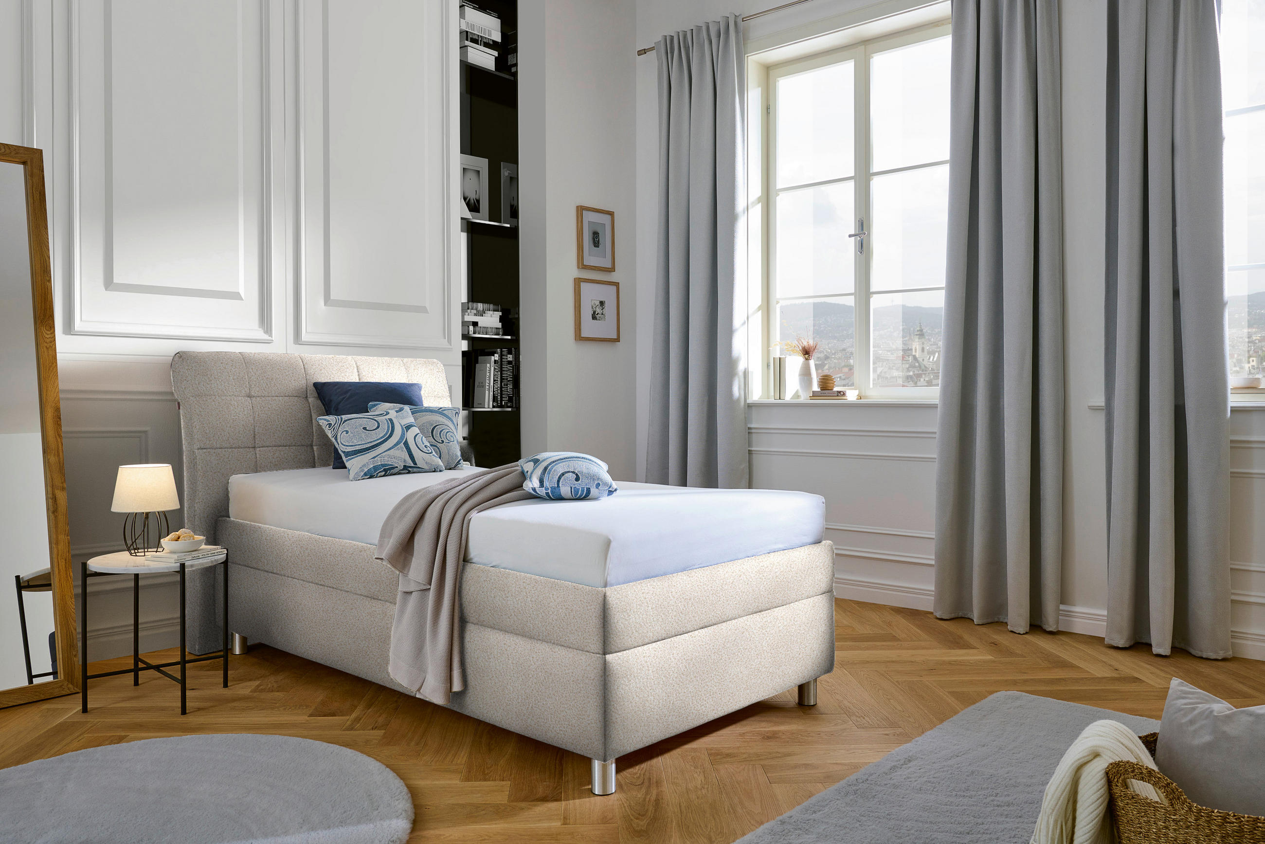 POLSTERBETT 100/200 cm  in Beige  - Weiss/Beige, Konventionell, Holz/Textil (100/200cm) - Esposa