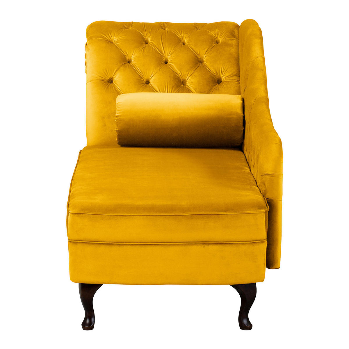 RÉCAMIERE Pako in Samt Senfgelb  - Senfgelb/Braun, Design, Holz/Textil (185/93/75cm) - Livetastic