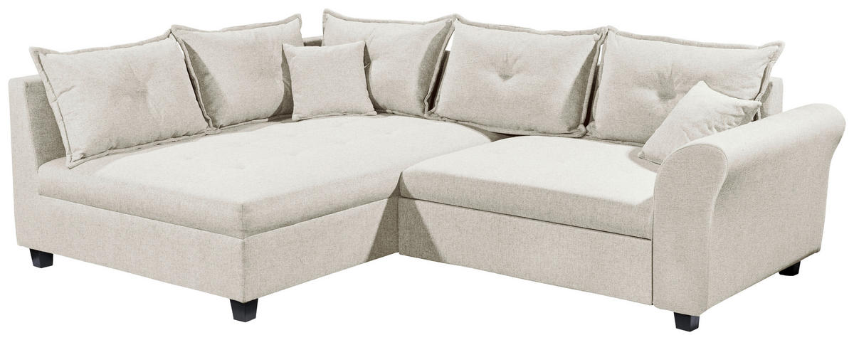 ECKSOFA in Webstoff Beige  - Beige/Schwarz, Modern, Kunststoff/Textil (175/252cm) - Livetastic