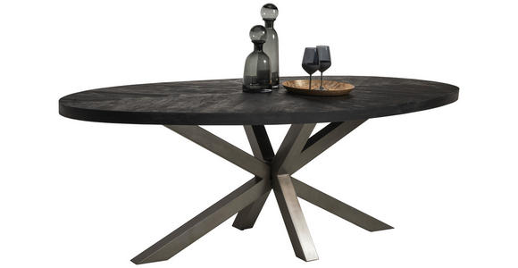 ESSTISCH in Holz, Metall 220/110/76 cm   - Schwarz/Alufarben, Trend, Holz/Metall (220/110/76cm) - Ambia Home