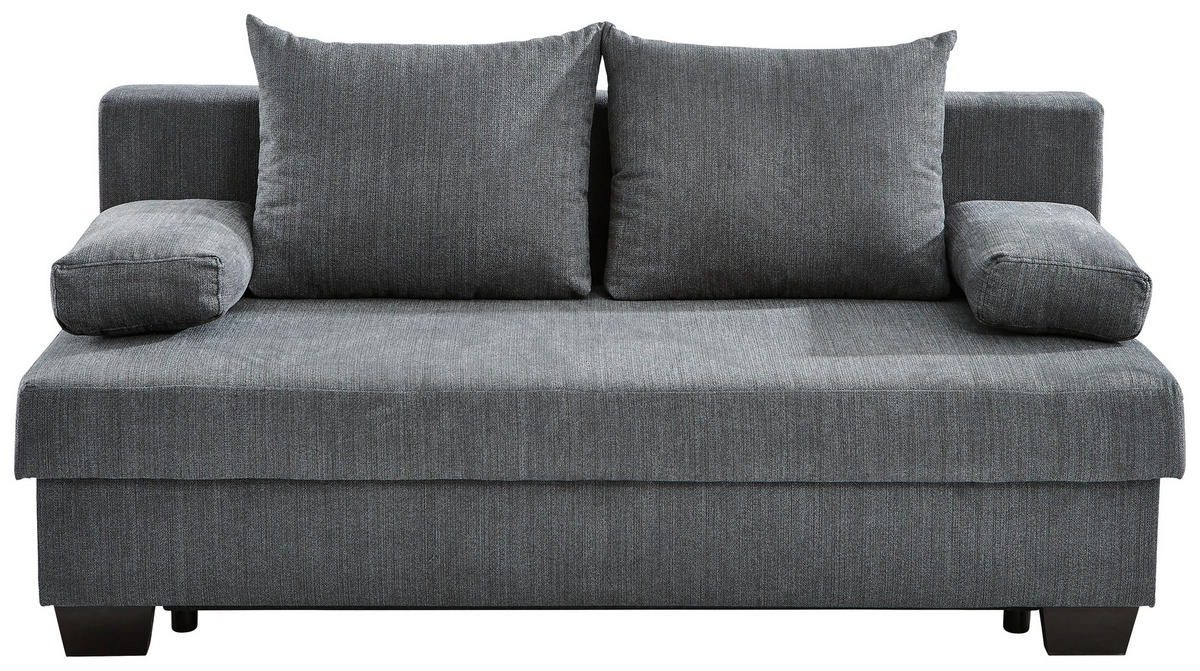 SCHLAFSOFA  mit Stoffauswahl, Schlafen auf Sitzhöhe, Rücken echt Flachgewebe Dunkelgrau  - Dunkelgrau, KONVENTIONELL, Holz/Textil (200/88/102cm) - Xora