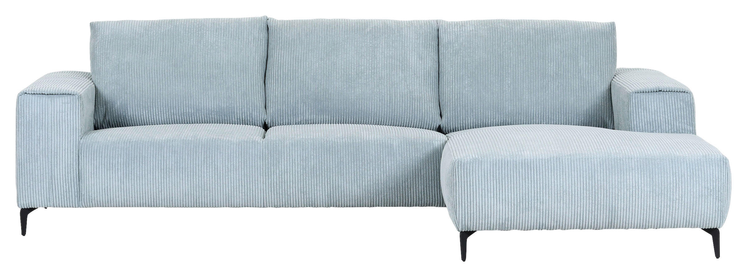 ECKSOFA in Cord Mintgrün, Hellblau  - Schwarz/Mintgrün, Konventionell, Textil/Metall (285/170cm) - Carryhome