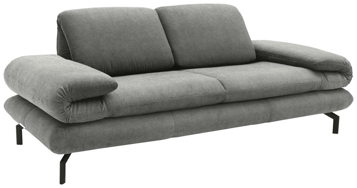 2,5-SITZER Webstoff Grau  - Schwarz/Grau, Design, Textil/Metall (224/83/98cm) - LOOKS by W.Joop