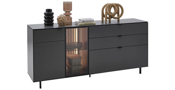 SIDEBOARD 186,2/86,1/46 cm  - Anthrazit/Schwarz, Design, Glas/Holz (186,2/86,1/46cm) - Dieter Knoll