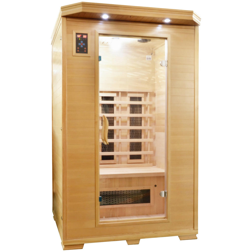 Thumbnail - Sanotechnik Infrarotkabine, Braun, Holz, 120x195x120 cm, Freizeit, Wellness, Infrarotkabinen