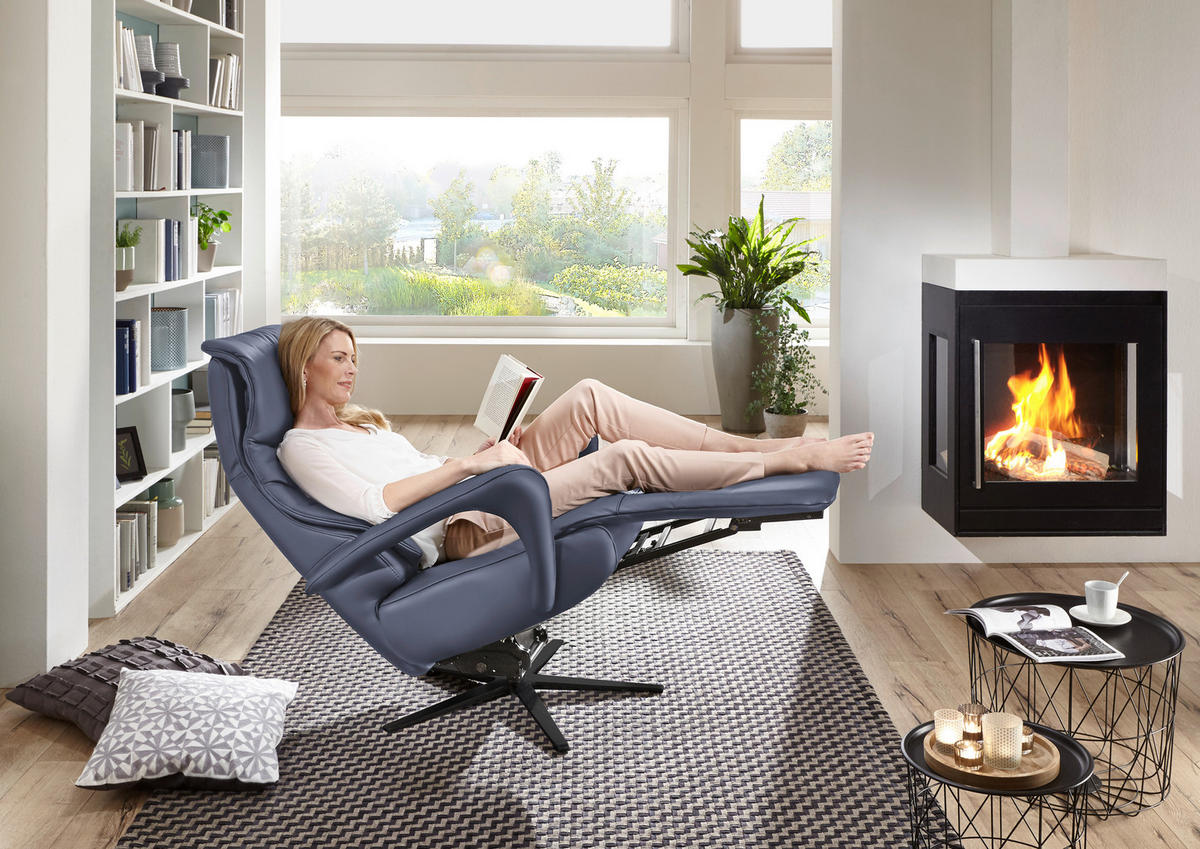 RELAXSESSEL Leder Schwarz  - Schwarz, Design, Leder/Metall (75/106/88cm) - Dieter Knoll