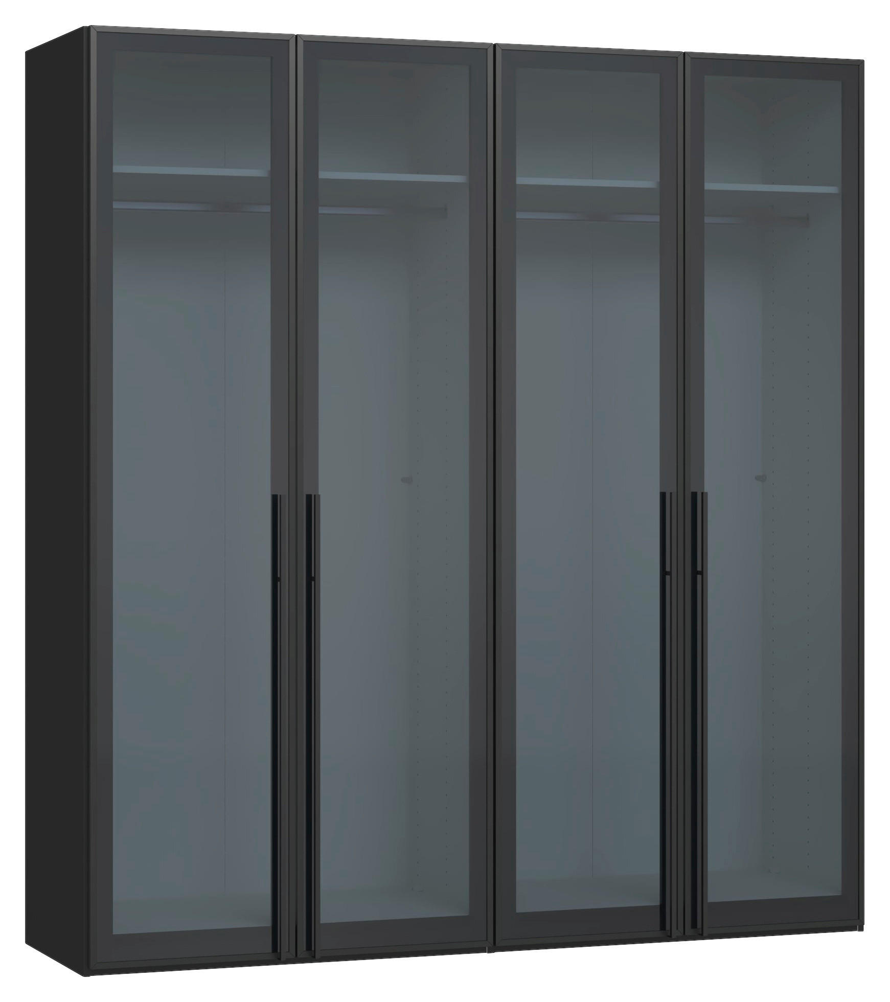 DREHTÜRENSCHRANK 203/220/59 cm,  in Schwarz, 4-türig  - Schwarz, Design, Glas/Holzwerkstoff (203/220/59cm) - Jutzler