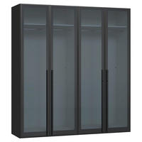 DREHTÜRENSCHRANK 203/220/59 cm,  in Schwarz, 4-türig  - Schwarz, Design, Glas/Holzwerkstoff (203/220/59cm) - Jutzler
