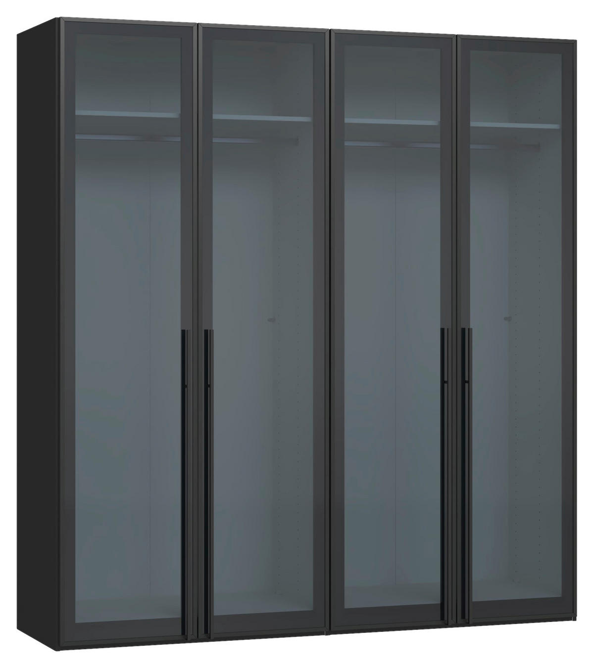 DREHTÜRENSCHRANK 203/220/59 cm,  in Schwarz, 4-türig  - Schwarz, Design, Glas/Holzwerkstoff (203/220/59cm) - Jutzler