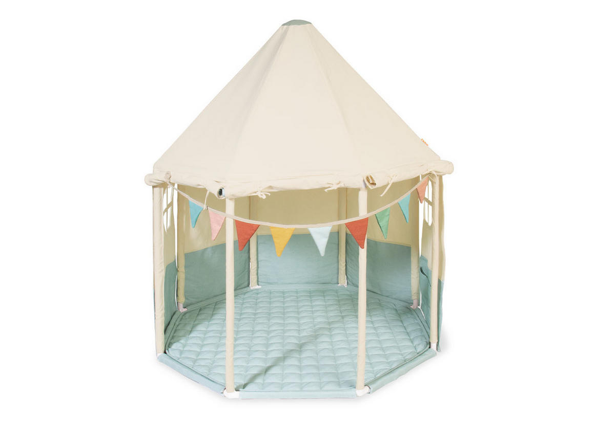 SPIELZELT - Pastellblau/Weiß, Basics, Textil (124/142/124cm) - Pinolino