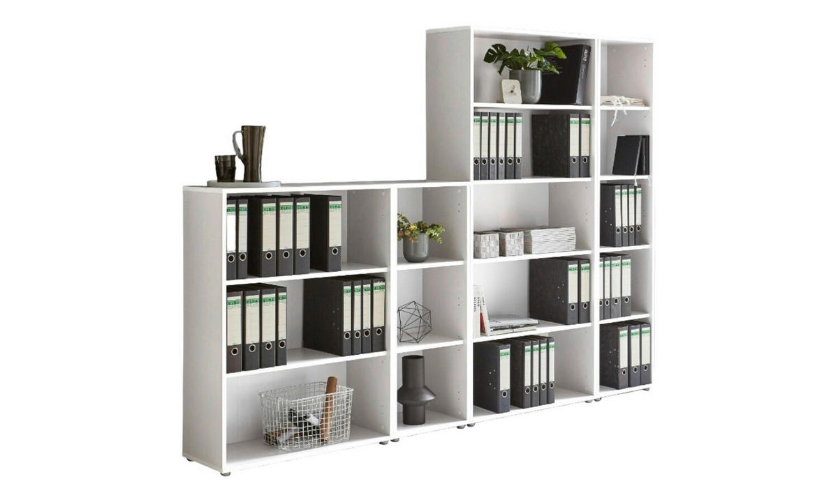 AKTENREGAL 257/185,6/33 cm  - Silberfarben/Weiß, MODERN, Holzwerkstoff (257/185,6/33cm) - MID.YOU