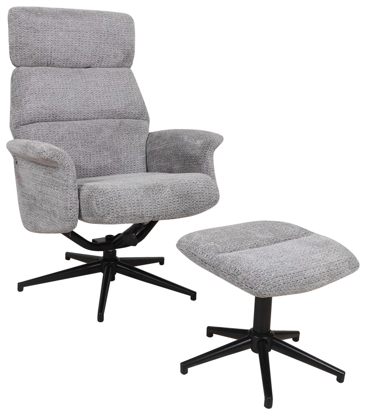 RELAXFÅTÖLJ SET i vävt tyg grå  - svart/grå, Design, metall/textil (74/106-96/72-101cm) - Carryhome