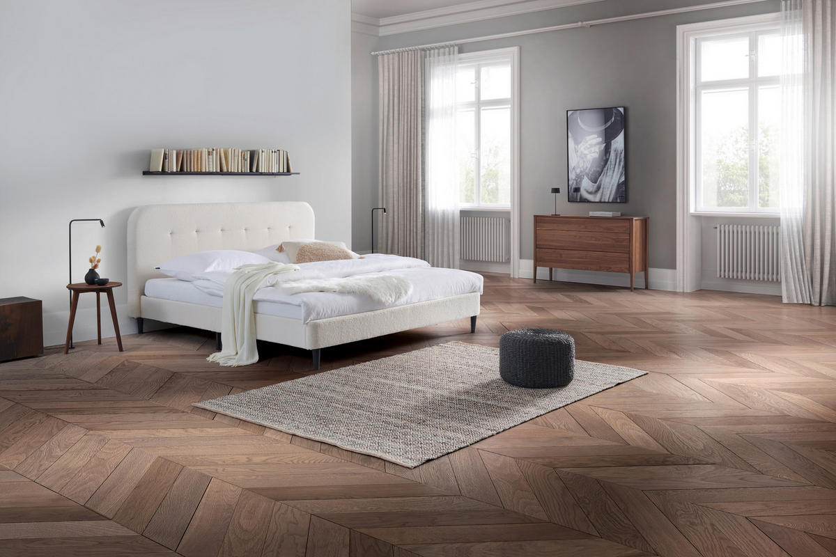 ČALÚNENÁ POSTEĽ, 180/200 cm, biela - čierna/biela, Modern, drevo/plast (180/200cm) - Livetastic