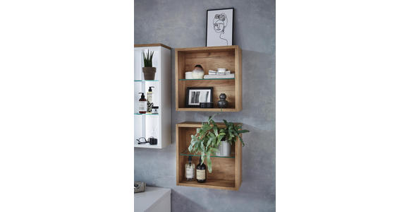 BADEZIMMERREGAL 45/45/18,8 cm - Eichefarben, Design, Glas/Holz (45/45/18,8cm) - Dieter Knoll
