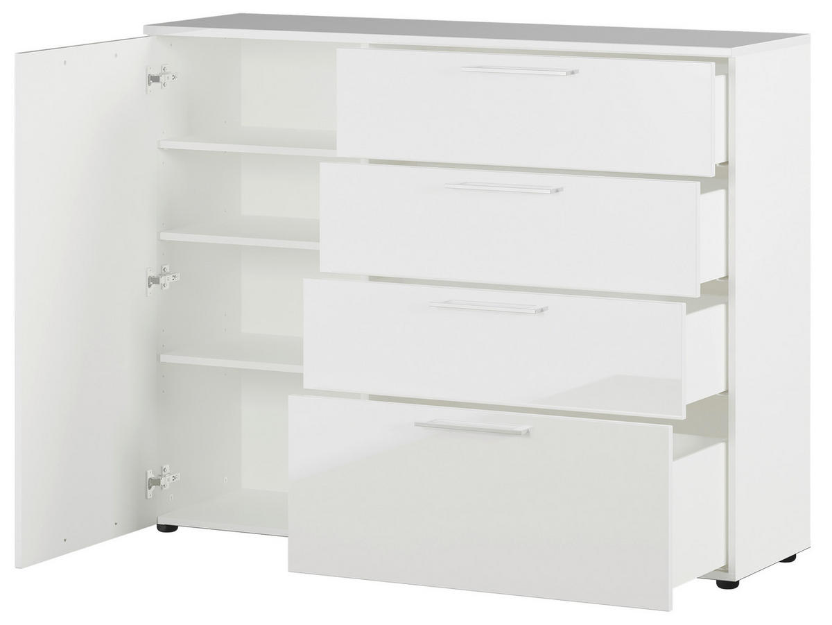 KOMMODE  in 135/107/40 cm  - Chromfarben/Schwarz, MODERN, Holzwerkstoff/Kunststoff (135/107/40cm) - Germania
