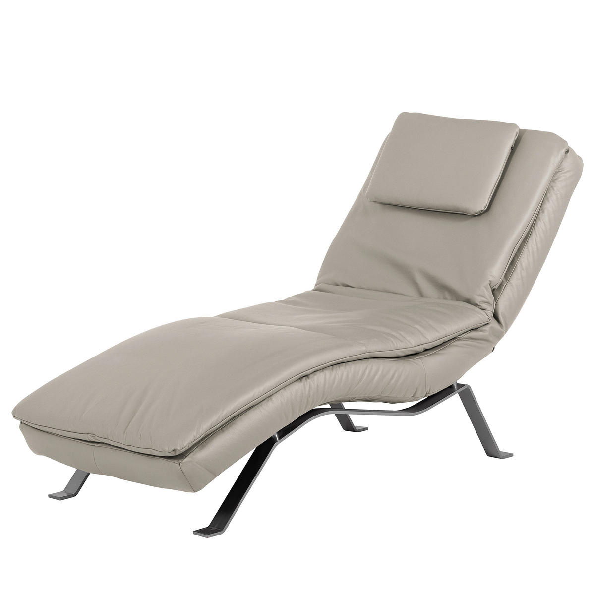 RELAXLIEGE in Echtleder Platinfarben  - Platinfarben/Silberfarben, Design, Leder/Metall (65/95/171cm) - Celina Home