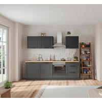 KÜCHENLEERBLOCK 240 cm   in Grau, Eiche Wotan  - Eiche Wotan/Schwarz, LIFESTYLE, Holzwerkstoff/Metall (240cm) - Held