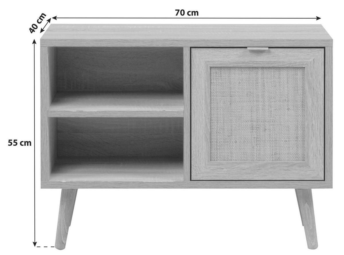 GARDEROBENBANK  in 70/55/40 cm  - Eichefarben/Sonoma Eiche, Basics, Holz/Holzwerkstoff (70/55/40cm) - MID.YOU