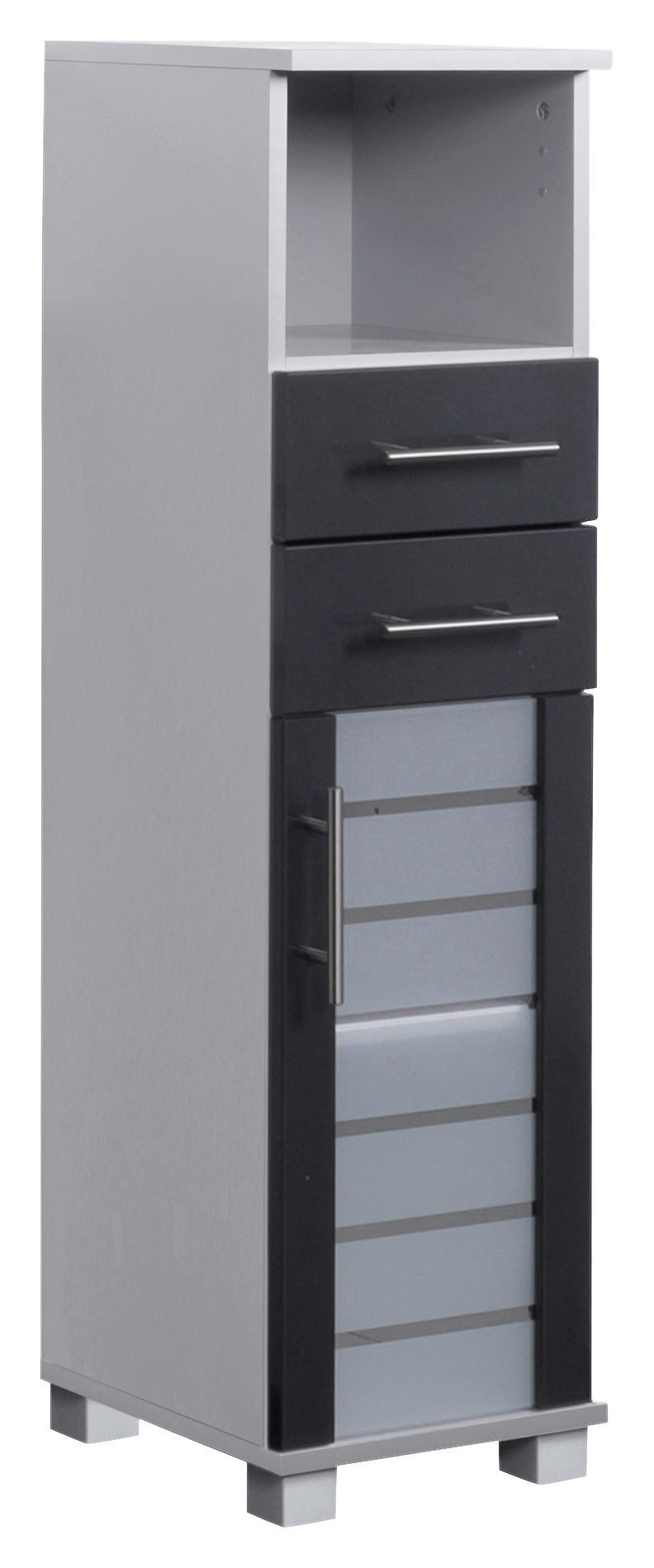 MIDISCHRANK 30,3/110,5/32,6 cm  - Edelstahlfarben/Anthrazit, MODERN, Glas/Holzwerkstoff (30,3/110,5/32,6cm) - MID.YOU