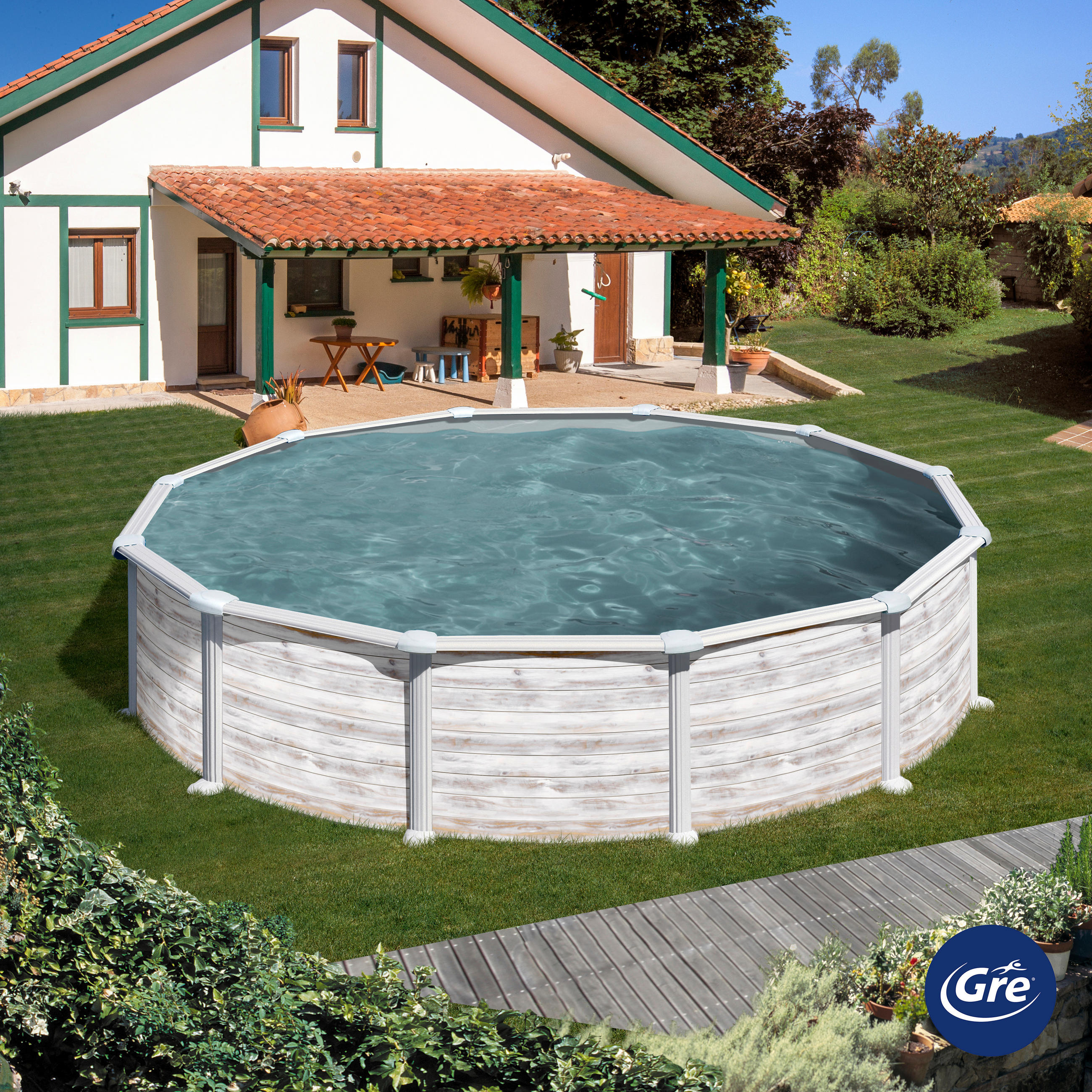 POOL-SET 2024 550/132 cm  - Weiß, KONVENTIONELL, Metall (550/132cm) - Gre