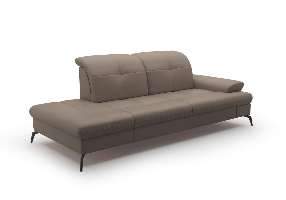 RÉCAMIERE in Echtleder Grau  - Schwarz/Grau, Konventionell, Leder/Metall (231/90/122cm) - Sit & More