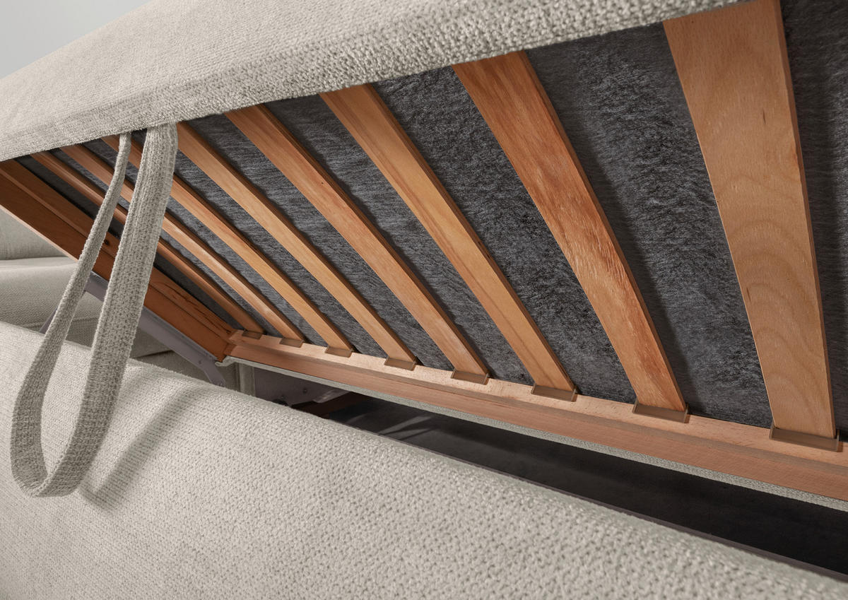 SALON PANORAMIQUE in Chenille Beige  - beige/noir, Modern, textile/métal (252/387/184cm) - Livetastic