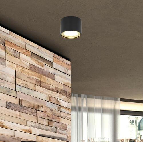 LED-DECKENLEUCHTE SERENA 11,3/8 cm   - Schwarz, Design, Glas/Metall (11,3/8cm) - Globo