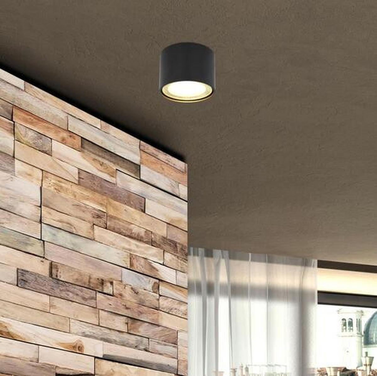 LED-DECKENLEUCHTE SERENA 11,3/8 cm   - Schwarz, Design, Glas/Metall (11,3/8cm) - Globo